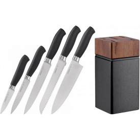 Набор ножей 6 предметов Ardesto Black Mars с деревянной подставкой AR2020SW