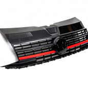 Передняя решетка с красной полоской (под эмблему) для Volkswagen T6 2015↗, 2019↗ гг.