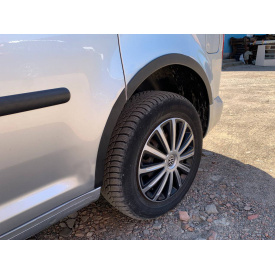 Накладки на арки (черный мат) Длинная база (метал) для Volkswagen Caddy 2010-2015 гг.