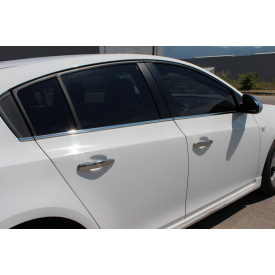 Молдинги стекол (нерж) Sedan, OmsaLine - Итальянская нержавейка для Chevrolet Cruze 2009-2015 гг.