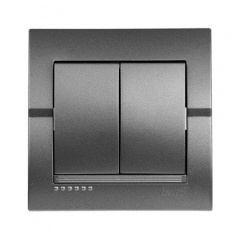 Выключатель 2-клавишный темно-серый металлик DERIY Lezard 702-2929-101 Запорожье