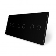 Сенсорна панель вимикача Livolo 6 каналів (2-2-2) чорне скло (VL-C7-C2/C2/C2-12) Васильків
