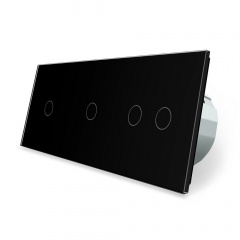 Сенсорный выключатель Livolo 4 канала (1-1-2) черный стекло (VL-C701/C701/C702-12) Дніпрорудне