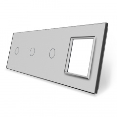 Сенсорная панель выключателя Livolo 3 канала и розетку (1-1-1-0) серый стекло (VL-C7-C1/C1/C1/SR-15) Кропивницкий
