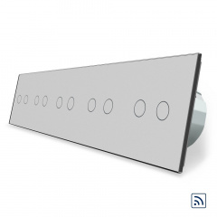 Сенсорный радиоуправляемый выключатель Livolo 10 канала (2-2-2-2-2) серый стекло (VL-C710R-15) Полтава