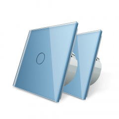 Комплект Сенсорный проходной диммер Livolo голубой стекло (VL-C701H/C701H/S1B-19) Ворожба