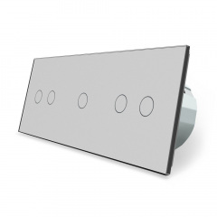 Сенсорный выключатель Livolo 5 каналов (2-1-2) серый стекло (VL-C702/C701/C702-15) Київ