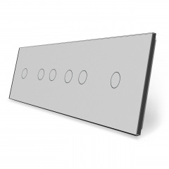 Сенсорна панель вимикача 6 сенсорів (1-2-2-1) сірий скло Livolo (VL-P701/02/02/01-8I) Хмельницький