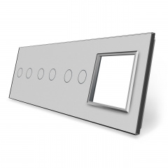 Сенсорная панель выключателя 6 сенсоров и розетку (2-2-2-0) серый стекло Livolo (VL-P702/02/02/E-8I) Харків