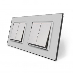 Комплект двухклавишных выключателей серый стекло Livolo (VL-C7K2K2-15) Николаев