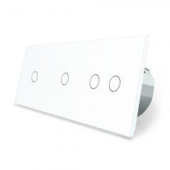 Сенсорный выключатель Livolo 4 канала (1-1-2) белый стекло (VL-C701/C701/C702-11) Ровно
