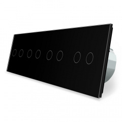 Сенсорный проходной выключатель Livolo 8 каналов (2-2-2-2) черный стекло (VL-C708S-12) Дніпрорудне