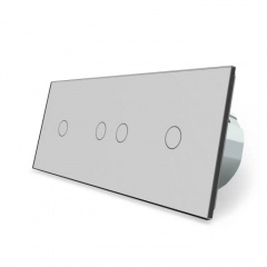 Сенсорный ZigBee выключатель 4 сенсора (1-2-1) серый стекло Livolo (VL-C701Z/C702Z/C701Z-15) Стрый