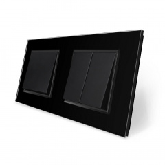 Комплект одноклавишный с двоклавишным выключателем черный стекло Livolo (VL-C7K1K2-12) Ужгород
