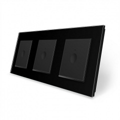 Сенсорный проходной выключатель Sense 3 сенсора (1-1-1) черный стекло Livolo (VL-C7FC1S/FC1S/FC1S-6BP) Чернівці