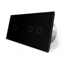Сенсорный выключатель Livolo 3 канала (1-2) черный стекло (VL-C701/C702-12) Днепр