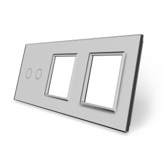Сенсорная панель выключателя Livolo 2 канала и двух розеток (2-0-0) серый стекло (VL-C7-C2/SR/SR-15) Винница