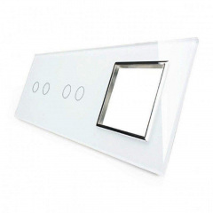 Сенсорная панель комбинированная для выключателя 4 сенсора 1 розетка (2-2-0) белый хром стекло Livolo Дубно