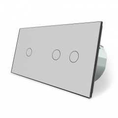 Сенсорный выключатель Livolo 3 канала (1-2) серый стекло (VL-C701/C702-15) Винница