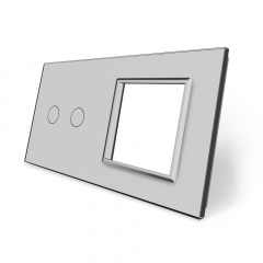 Сенсорная панель выключателя Livolo 2 канала и розетки (2-0) серый стекло (VL-C7-C2/SR-15) Самбор