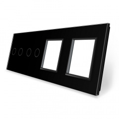 Сенсорная панель выключателя Livolo 4 канала и две розетки (2-2-0-0) черный стекло (VL-C7-C2/C2/SR/SR-12) Самбор