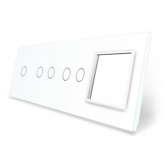 Сенсорна панель вимикача 5 сенсорів та розетку (1-2-2-0) білий скло Livolo (VL-P701/02/02/E-8W) Чернігів