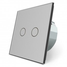Сенсорный проходной Wi-Fi выключатель Livolo ZigBee 2 канала серый стекло (VL-C702SZ-15)