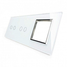 Сенсорная панель комбинированная для выключателя 4 сенсора 1 розетка (2-2-0) белый хром стекло Livolo