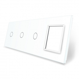 Сенсорная панель выключателя Livolo 3 канала и розетку (1-1-1-0) белый стекло (VL-C7-C1/C1/C1/SR-11)