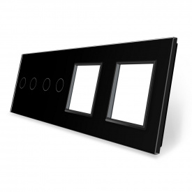 Сенсорная панель выключателя Livolo 4 канала и две розетки (2-2-0-0) черный стекло (VL-C7-C2/C2/SR/SR-12)