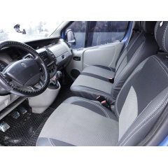 Авточехлы (кожзам и ткань, Premium) Передние 2 и 1 и салон для Nissan Primastar 2002-2014 гг. Приморск
