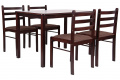 Обеденный стол и стулья Брауни из дерева темный шоколад капучино - комплект 5 ед.