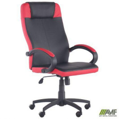 Комп'ютерне крісло AMF Дастін чорне зі вставками червоного шкірозамінника Одеса