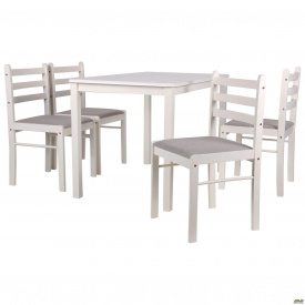 Обеденная мебель AMF Брауни стол+4 стула деревянные белый шоколад латте