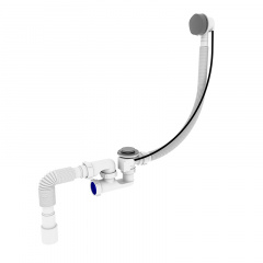 Сифон для ванни ZERIX SV-02-B з ревізією, переливом "напівавтомат" (трос 580 мм) (ZX4960) Рівне