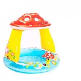 Детский надувной бассейн с навесом Intex Грибок 57114 102х89х17 см Разноцветный