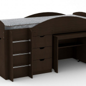 Двухъярусная кровать с выкатным столом Компанит Универсал венге