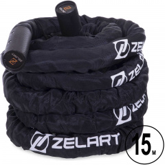 Канат для кроссфита в защитном рукаве Zelart FI-2631-15 (MD1379-15) черный Королёво