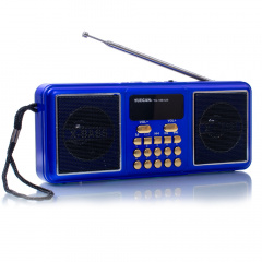 Портативный радиоприёмник аккумуляторный FM радио YUEGAN YG-1881US c SD-карта MP3 плеер солнечная панель синий Надвірна