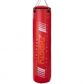 Мешок боксерский Цилиндр с кольцом и цепью PVC h-150см ZHENGTU BO-2336-150 d-29см Красный