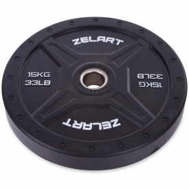 Бамперные диски для кроссфита Zelart TA-2258-15 15кг Черный