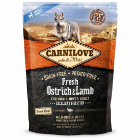 Сухой корм для взрослых собак мелких пород Carnilove Fresh со страусом и ягненком 1.5 кг (8595602527472)