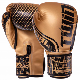 Перчатки боксерские PU TWINS FBGVS12-TW7 10 унций Черный-золотой