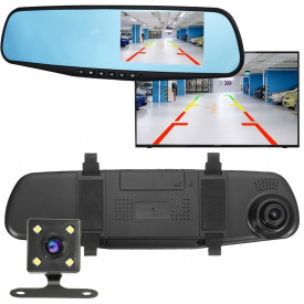 Автомобильный видеорегистратор зеркало Blaсkbox DVR AK47 Full HD с камерой заднего вида со светодиодной подсветкой