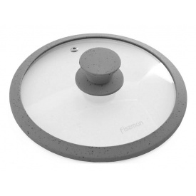 Крышка с силиконовым ободом Fissman стеклянная диаметр 20 см серый мрамор DP113605