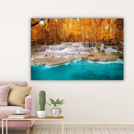 Картина на холсте KIL Art Золотой лес и водопад 81x54 см (76)