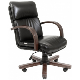 Офисное Кресло Руководителя Dakota Кожа Люкс Wood М2 AnyFix Черное