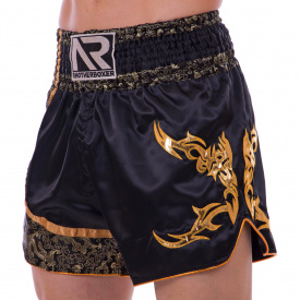 Шорты для тайского бокса и кикбоксинга SP-Sport BO-2345 L Черный-золотой
