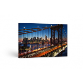 Картина на холсте KIL Art Мост и ночной Нью-Йорк 81x54 см (300)