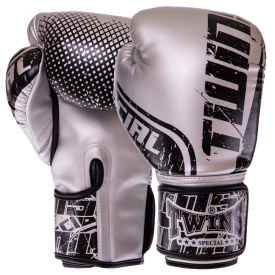 Перчатки боксерские PU TWINS FBGVS12-TW7 12 унций Черный-серебряный